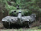 Ein gut getarnter Kampfpanzer "Leoparden" 2A4. (Bild öffnet sich in einem neuen Fenster)