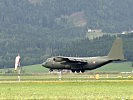Eine C-130 "Hercules" im Landeanflug in Zeltweg. (Bild öffnet sich in einem neuen Fenster)