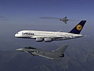 Eurofighter fangen bei einer Übung im August einen Airbus A380 ab. (Bild öffnet sich in einem neuen Fenster)