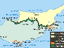 Die territoriale Teilung Zyperns.
(Zum Vergrößern anklicken !)