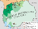 Hauptkonfliktzonen in der Republik Mazedonien März bis Mai 2001.