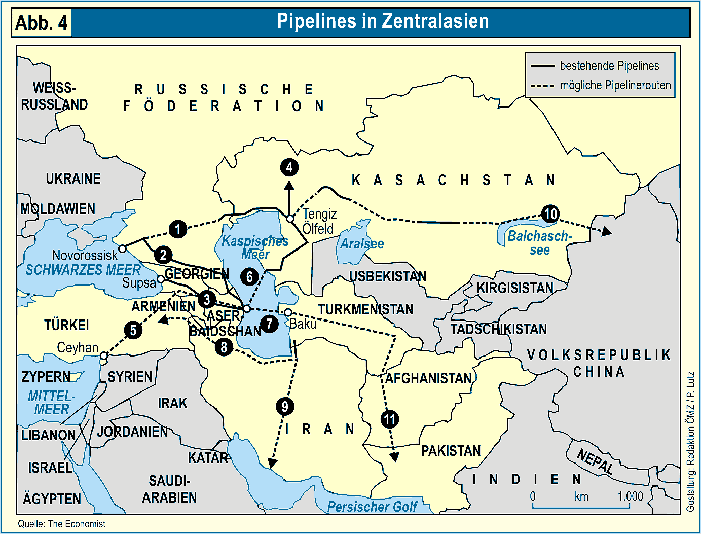 Pipelines in Zentralasien.