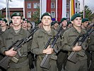 Rekruten vom Jägerbataillon 18 in militärischer Formation. (Bild öffnet sich in einem neuen Fenster)
