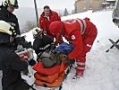 Die Einsatzkräfte des Roten Kreuz Bregenz versorgen den zweiten Verletzten. (Bild öffnet sich in einem neuen Fenster)