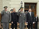V.l.: Oberst Hehenberger, Bürgermeister Karlinger, Brigadier Hufler und Verteidigungsminister Darabos.