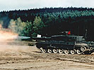 Die erfolgreichen '33er' mit ihrem 'Leopard' Kampfpanzer im scharfen Schuss.