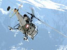 "Alouette"-Hubschrauber stehen am Stützpunkt Schwaz in Bereitschaft.
