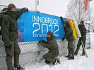 Eine Ankündigung der Spiele in der Wintersportgemeinde Seefeld.