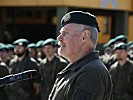Oberst Bernd Schlögl dankt in seiner Rede den Milizsoldaten für ihr Engagement.