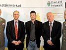 V.l.: Initiator Gerhard Schweiger, Florian Bieber, Moderator Peter Kolb, Jörg Hofreiter und Bernhard Bair im Medienzentrum Steiermark.
