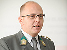Der Kommandant des Jägerbataillons Wien 1, Major Michael Blaha, bei seinem Vortrag.