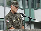 Oberst Johannes Grißmann, stellvertretender Vorarlberger Militärkommandant, bei seiner Ansprache.