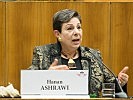Die palästinensische PLO-Politikerin und Menschenrechtsaktivistin Hanan Ashrwai.