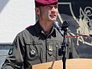Oberstleutnant Alexander Raszer bei seiner ersten Ansprache als Bataillonskommandant.