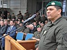 Der neue Bataillonskommandant, Oberst Shahim Bakhsh, spricht zum ersten Mal zu den Straßer Soldatinnen und Soldaten.