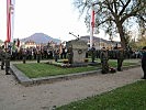Die Kranzniederlegung erfolgte beim Denkmal der Pioniere und Sappeure im Salzburger Lehener Park.