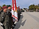 Die Ehrenformation mit der Insignie der 7. Jägerbrigade beim militärischen Festakt.