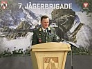 Der Kommandant der 7. Jägerbrigade, Brigadier Josef Holzer, bei seiner Rede.