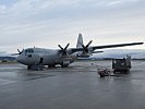 Die C-130 "Hercules" vor dem Start.
