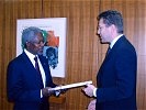 Am Ende seiner USA-Visite trifft Verteidigungsminister Scheibner noch mit Kofi Annan zu Gesprächen zusammen.