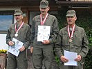 Sieger der Seniorenklasse 45 der 6. Jägerbrigade: die Vizeleutnante Erwin Satzinger, Josef Temel und Johann Geiselmair (v.l.).