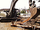 Hydraulikbagger "Samsung" beim Hochwassereinsatz