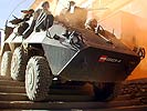 Ein Radpanzer Pandur f&auml;hrt &uuml;ber eine Stiege