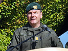 Der scheidende Kommandant, Brigadier Gerhard Christiner, bei seiner Rede. (Bild öffnet sich in einem neuen Fenster)