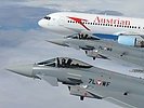 27.3.: Zwei Eurofighter simulieren das Abfangen einer AUA-Maschine. (Bild öffnet sich in einem neuen Fenster)