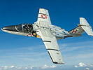 9.8.: Eine Saab 105 Ö der Luftstreitkräfte während eines Trainingsfluges. (Bild öffnet sich in einem neuen Fenster)