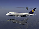22.8.: Eurofighter fangen bei einer Übung einen Airbus A380 ab. (Bild öffnet sich in einem neuen Fenster)