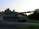 M109 Panzerhaubitze auf dem Weg zum Bahnhof. (Bild öffnet sich in einem neuen Fenster)