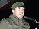 Oberstleutnant Hofer - Kommandant der Task Force - bei seiner Ansprache. (Bild öffnet sich in einem neuen Fenster)