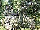 Die Geschütze vom Typ M-109 A5Ö warten getarnt auf ihren Einsatz. (Bild öffnet sich in einem neuen Fenster)