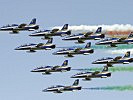 Großes Aufgebot: Die Frecce Tricolori in der Luft. (Bild öffnet sich in einem neuen Fenster)