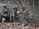 Gegnerische Soldaten sammeln sich am Waldrand. (Bild öffnet sich in einem neuen Fenster)