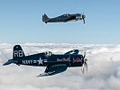 Im Vordergrund eine "Mustang" und dahinter eine Focke-Wulf 190. (Bild öffnet sich in einem neuen Fenster)
