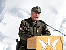 Brigadier Gaiswinkler, Kommandant der 6. Gebirgsbrigade, bei seiner Rede. (Bild öffnet sich in einem neuen Fenster)