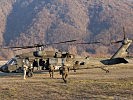 Ein US-"Black Hawk" nimmt österreichische Soldaten auf. (Bild öffnet sich in einem neuen Fenster)