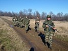 Serbische und österreichische Soldaten patrouillieren gemeinsam. (Bild öffnet sich in einem neuen Fenster)