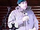 Oberstleutnant Gerald Böhm bei seiner Eröffnungsrede am Nationalfeiertag. (Bild öffnet sich in einem neuen Fenster)