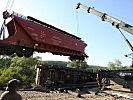 Aufstellen der Waggons mit schwerem Pioniergerät. (Bild öffnet sich in einem neuen Fenster)