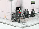Eine Gruppe von Soldaten ist in eine Ortschaft vorgerückt. (Bild öffnet sich in einem neuen Fenster)