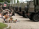 Miliz-Kraftfahrer übernehmen ihre Fahrzeuge. (Bild öffnet sich in einem neuen Fenster)