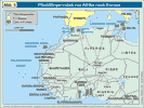 Flüchtlingsrouten von Afrika nach Europa.