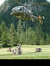 Das Trinkwasser wird mit der Alouette III von der Winterhöhe... (Bild öffnet sich in einem neuen Fenster)