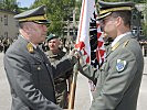 Streitkräftekommandant Günter Höfler, l., übergibt das Kommando an Brigadier Rudolf Striedinger, r.