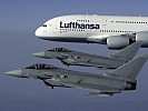 Im August fingen Eurofighter bei einer Übung einen deutschen Airbus A380 ab.