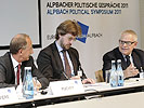 V.l.: Generalmajor Johann Pucher von der Direktion für Sicherheitspolitik, Chefredakteur Fyodor Lukyanov von der Zeitschrift "Russia in Global Affairs" und Edward Luttwak vom Washingtoner "Center for Strategic Studies".