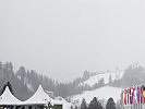 Der Eurofighter über der Zielarena in Schladming.